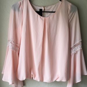 Baby Pink Bell Sleeve Top